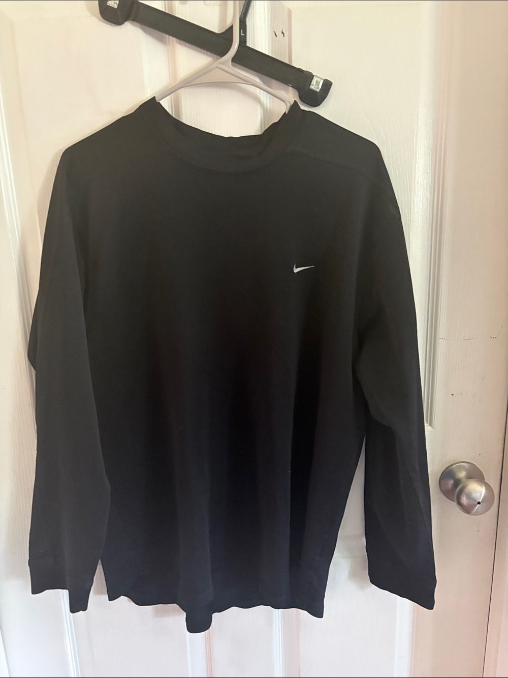 Nike Black long sleeve with Small White Swoosh